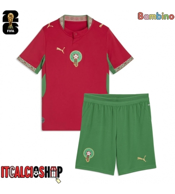 Marocco Prima Maglia Bambino Mondiali 2026 Manica Corta (+ Pantaloni corti)